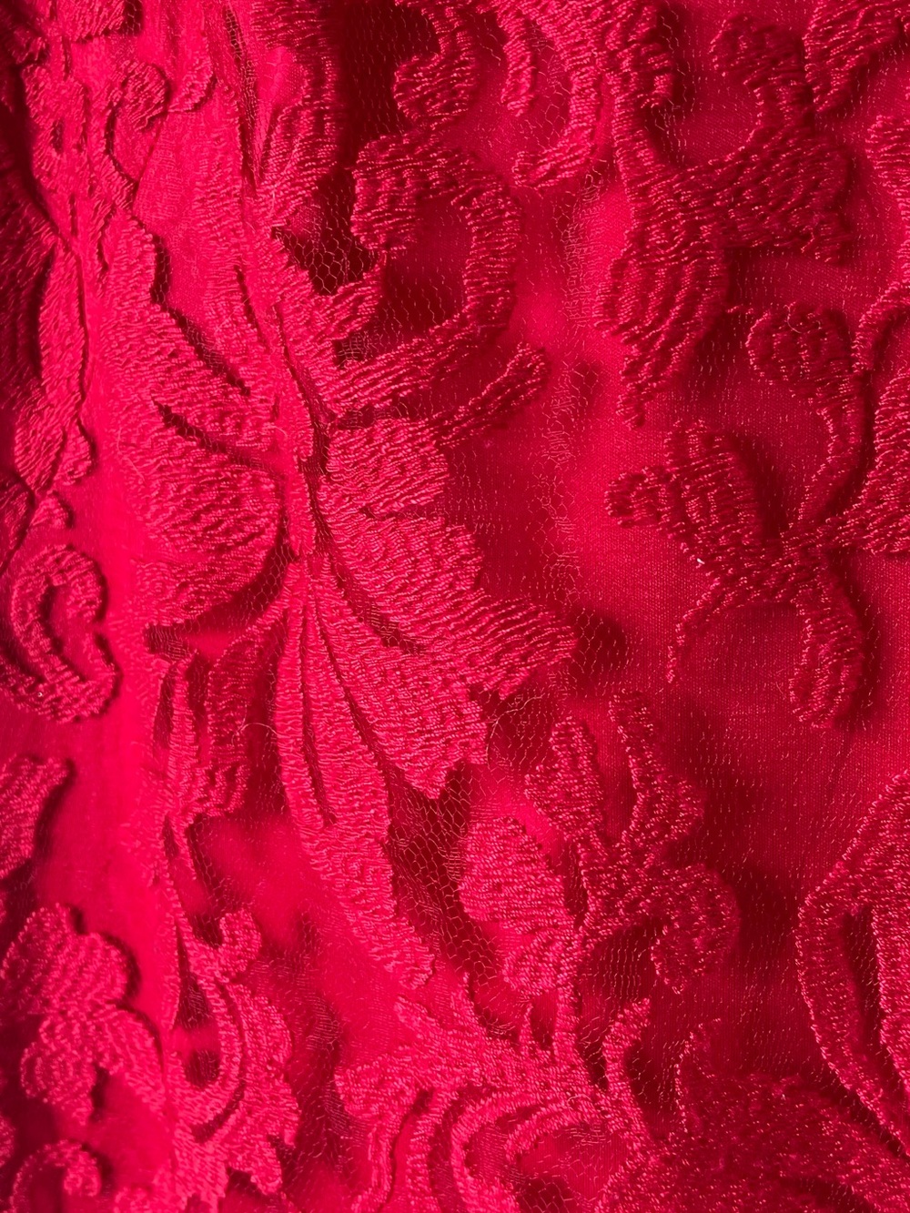 Tadashi Shoji Red Floral Lace Illusion Neck Sheath Dress Size 10 - Picture 3 of 11